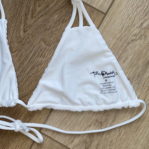 Tori Praver White Smocked Bikini Triangle Swim M - Picture 5 of 5
